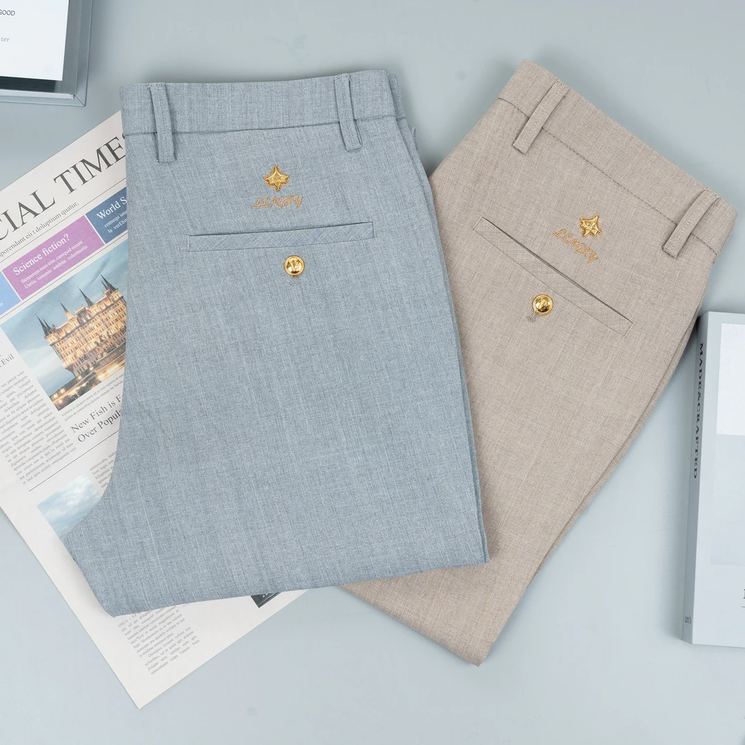 QT2025夏季薄款新款高弹力立体雕刻高档透气商务休闲男裤