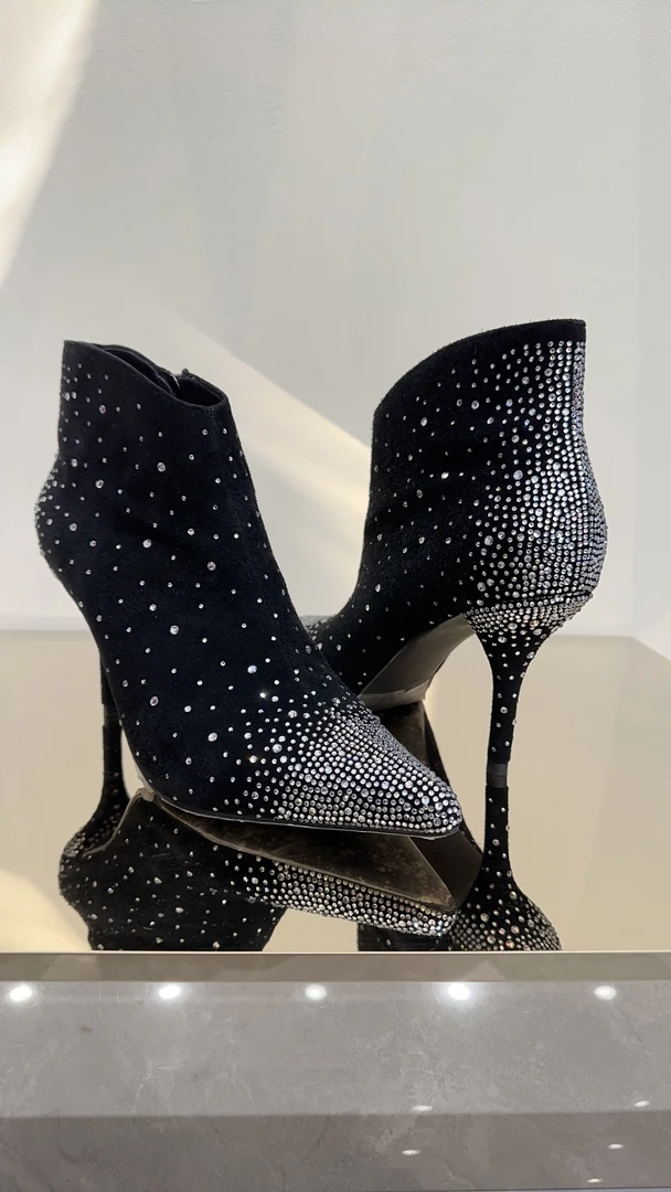 细跟增高靴子短靴跟鞋弹力靴时尚侧拉链高跟欧美尖头