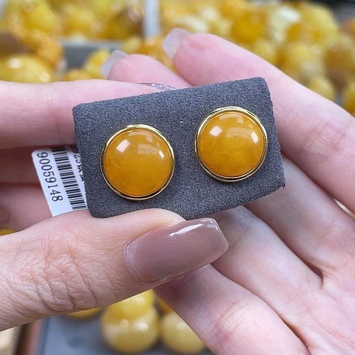 琥珀银S925镶嵌珠宝奇石琥珀蜜蜡J