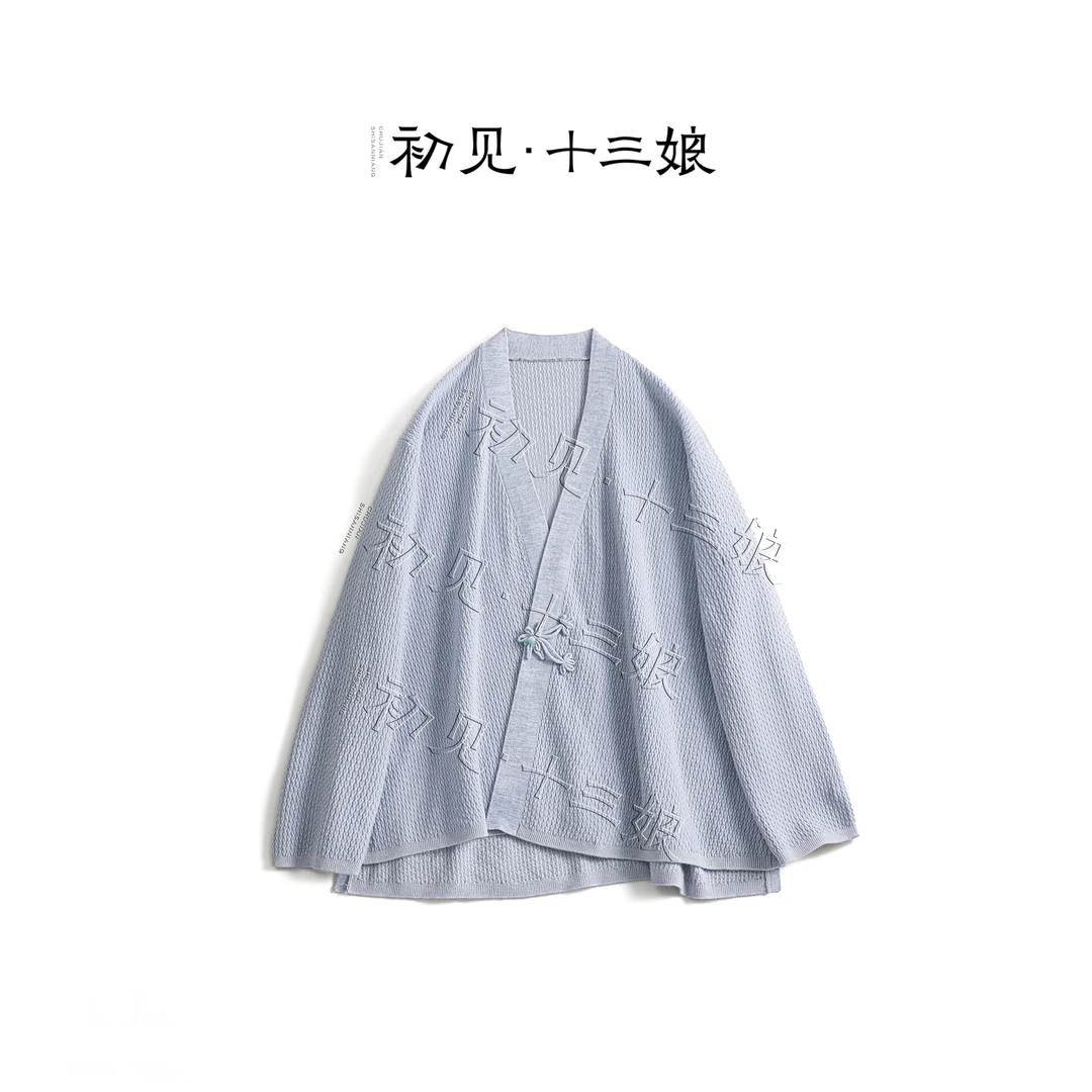 初见十三娘『淮瑜』绵羊毛手工高定外套新中式国风百搭时尚针织