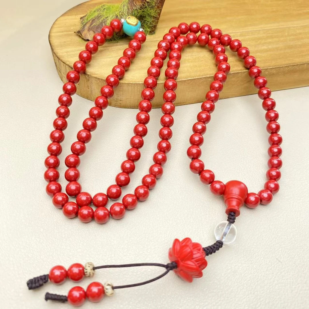 含辰砂工艺品高含量朱砂帝王砂设计款松松配饰108多圈串爆款长链