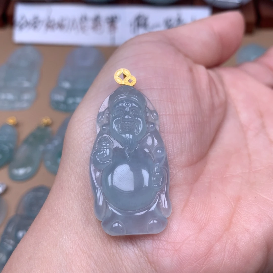 翡翠18K金镶嵌颈饰缅甸翡翠A货