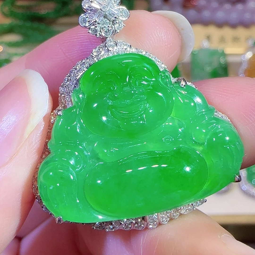 翡翠18K金镶嵌吊坠(赠链)