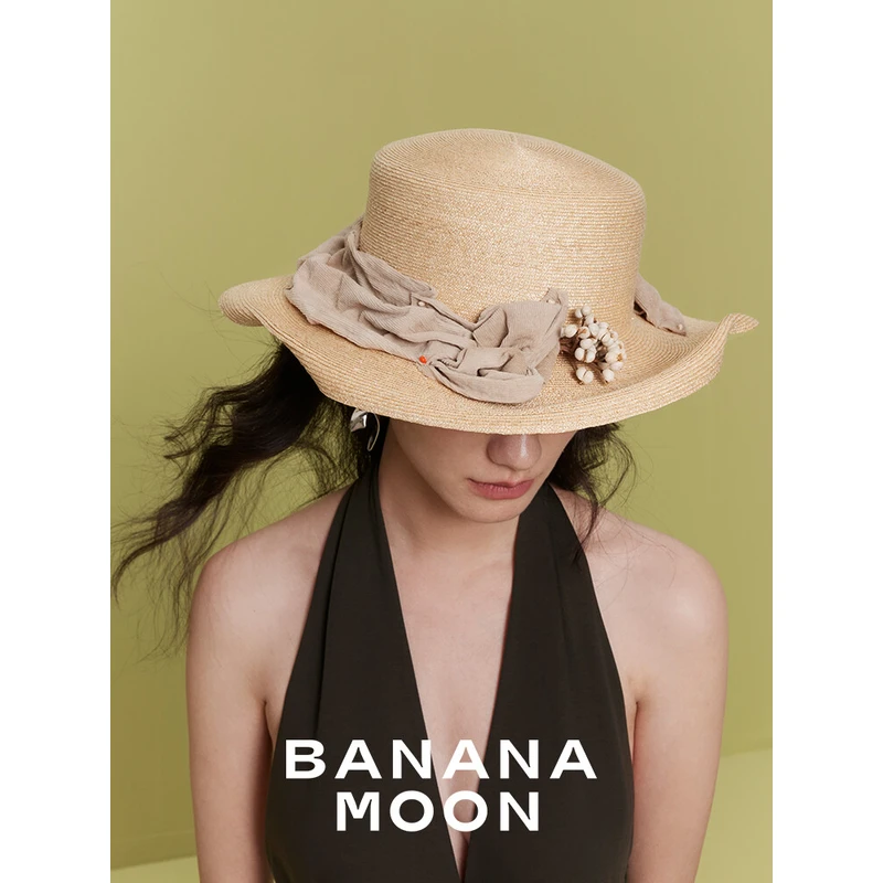 手作植物染立体褶皱_0.4麦秆收藏品极爱者入_宽沿实用凹造型草帽