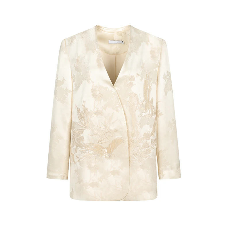 设计师女装2025秋季新款外套气质国风提花刺绣新中式外套43004