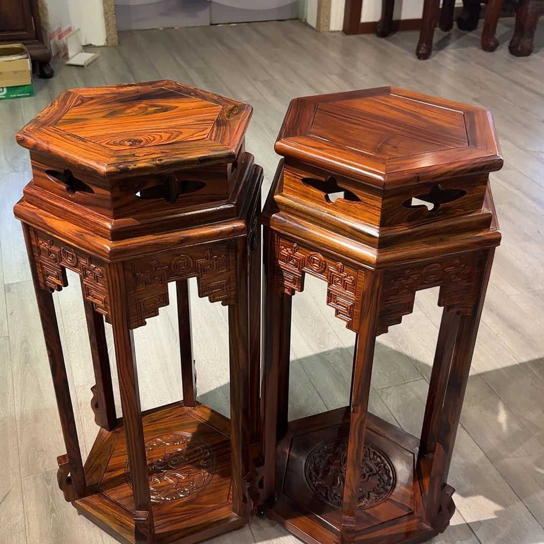 黑酸枝木类家具王****宴一对花架