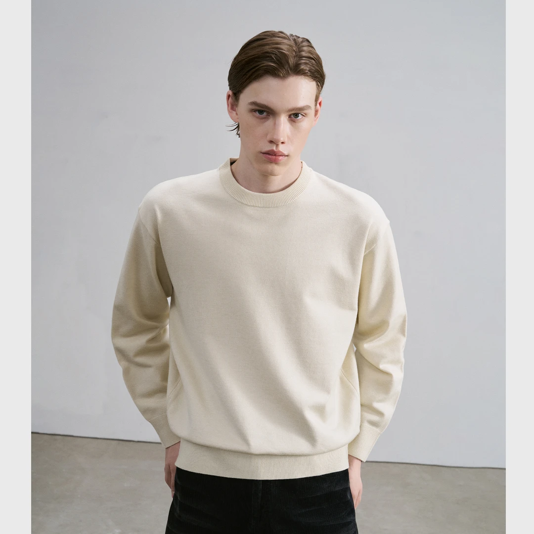 NYHSUGOO/南乙秋冬纯色基础款圆领休闲毛衣男女3683叠穿长袖打底