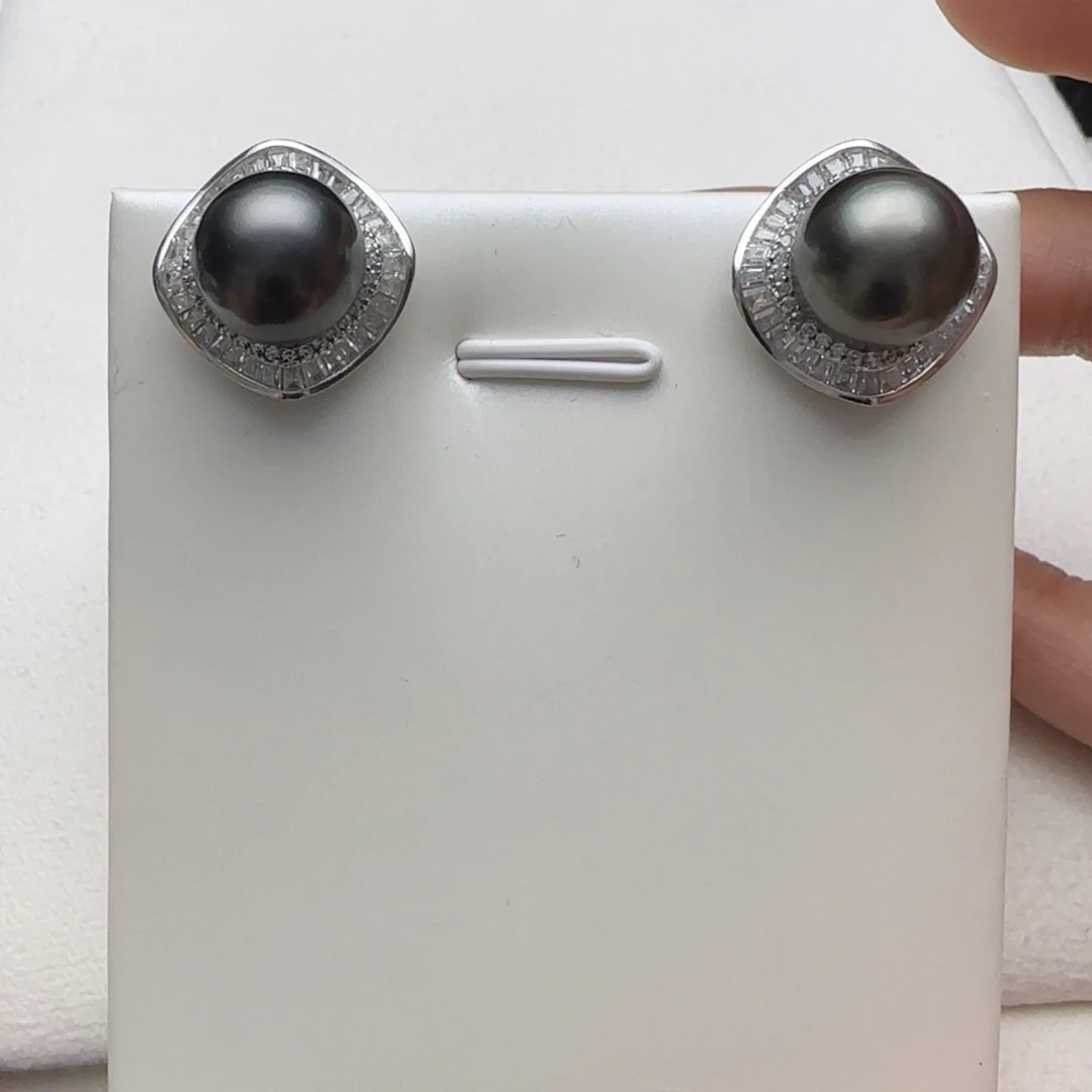 海水珍珠耳饰银S925镶嵌