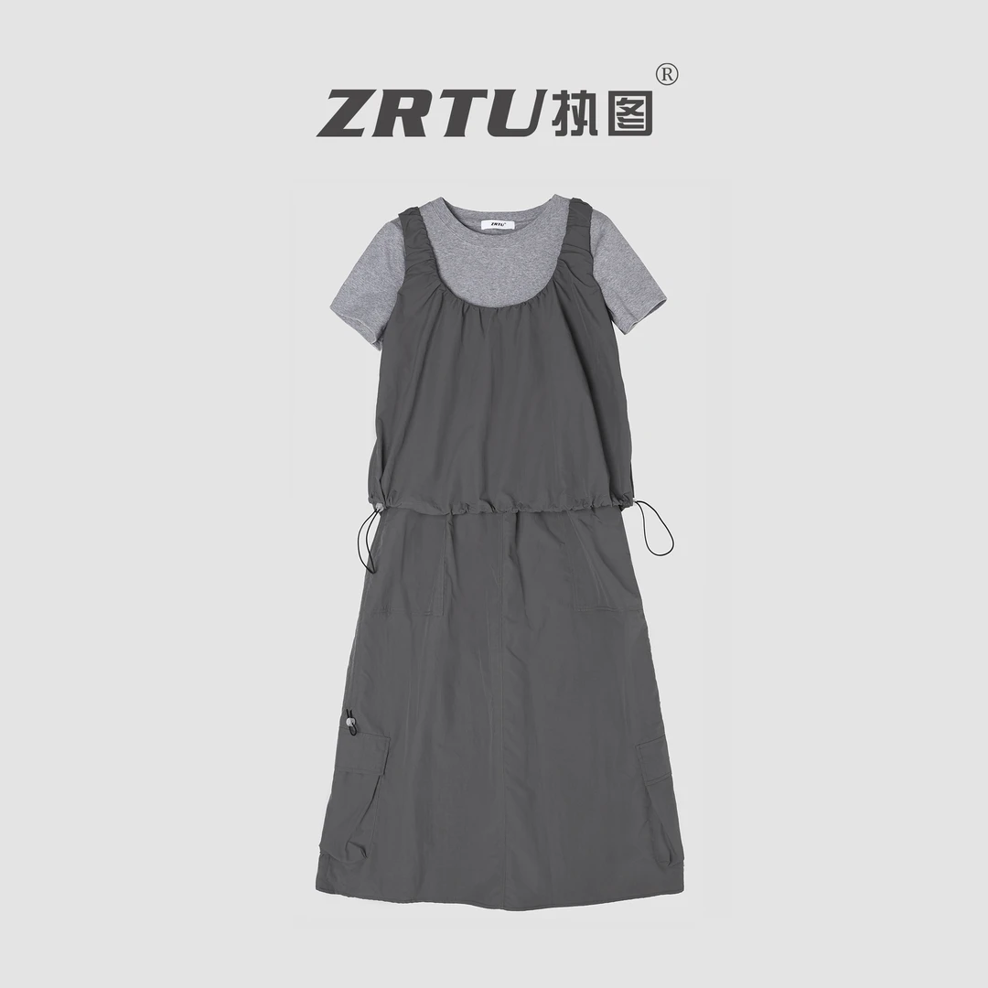 【交个朋友专属】ZRTU/执图2025吊带背心拼接连衣裙套装