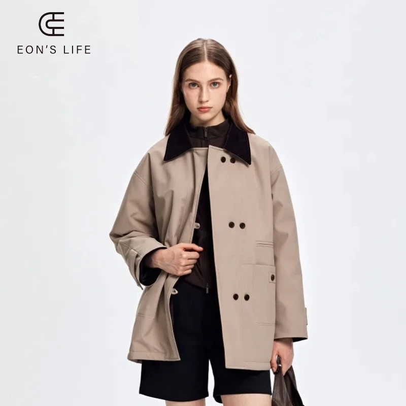 EON'S LIFE秋冬季2025新款英伦宽松气质大衣中长款羽绒服外套女