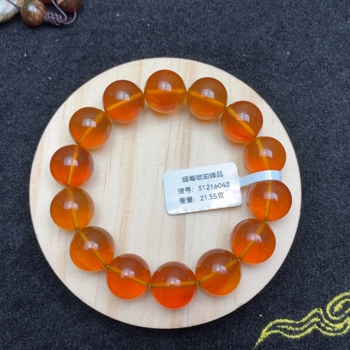 琥珀未镶嵌珠宝奇石14mm茶蜜单圈（21.55克