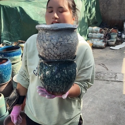19口19高瑕疵两个盆。