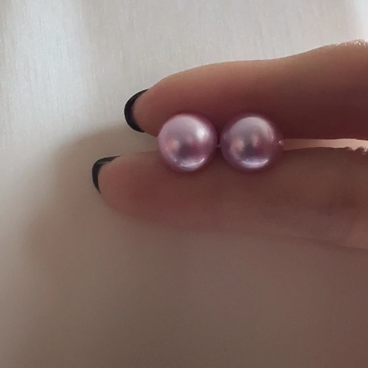 银S925镶嵌耳饰拼合珍珠（马贝珠）粉马贝