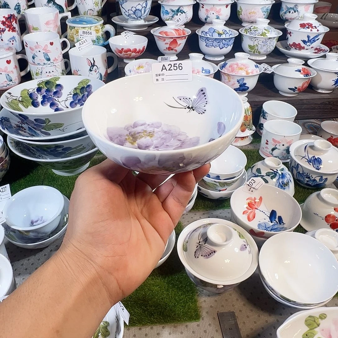 景德镇手工手绘陶瓷手工米饭碗