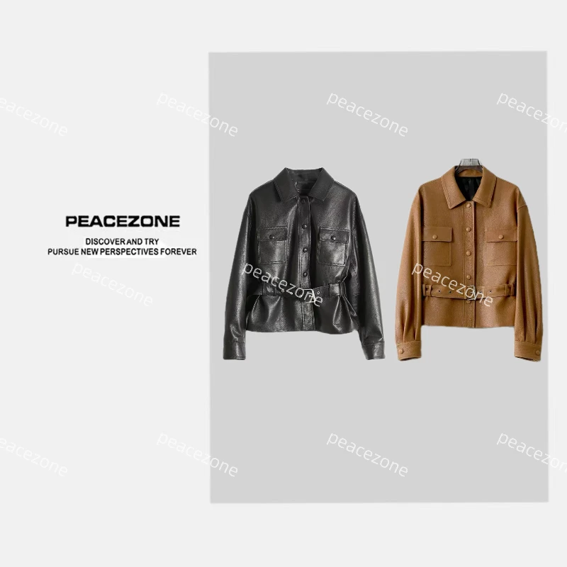 Peacezone 进口100超细羊皮 春季新款潮流设计师时尚高级皮衣