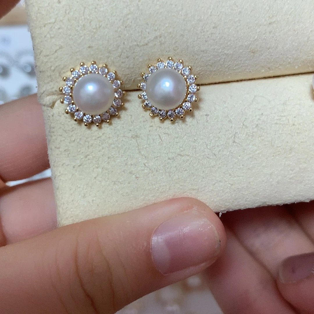 淡水珍珠耳饰合金