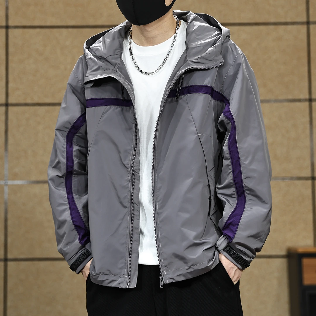 美式机能风冲锋外套男款春秋季户外防风连帽夹克百搭宽松上衣服