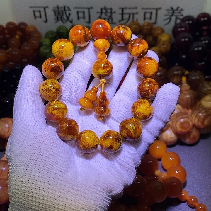 长***产手串/手链松木（琥珀木）1.6 留疤玉化高货