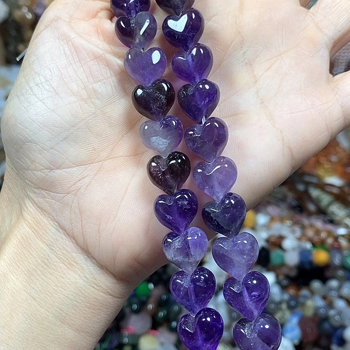 玛瑙/玉髓未镶嵌珠宝半成品天然紫水晶屁桃卡12mm15颗