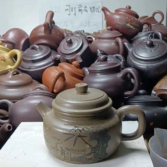 茶壶紫砂宜兴原矿青灰段柴烧手工300cc紫砂壶
