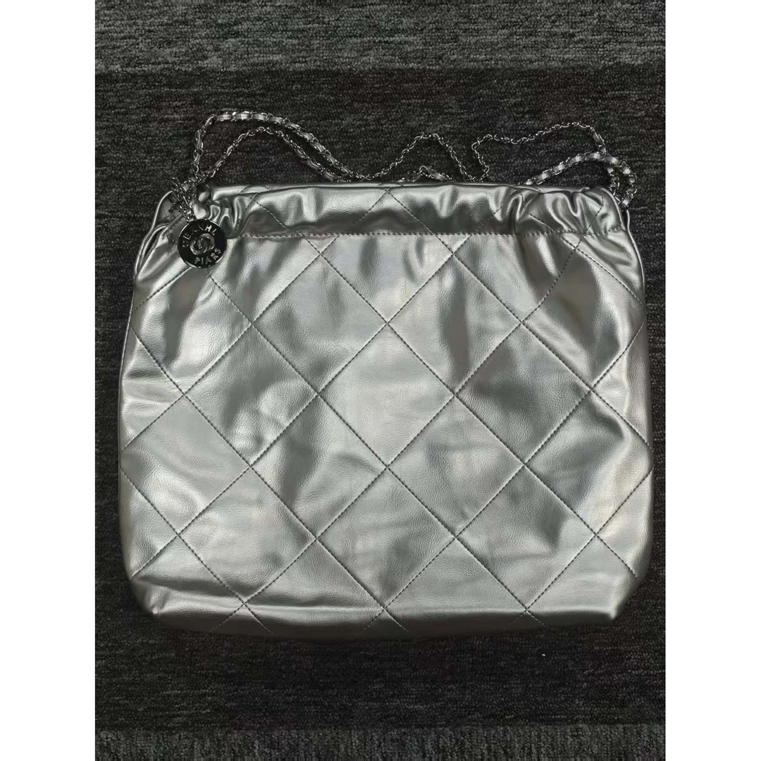 TOLEX2025新款手工时尚百搭币大圾袋女包银色黑色35cm