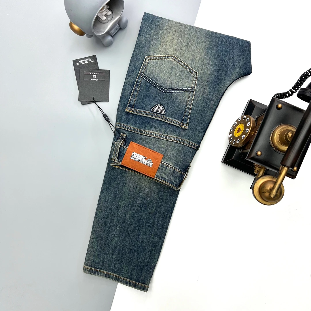 【23786-3】春季新款男士轻奢弹力休闲水洗牛仔百搭修身小直筒长裤