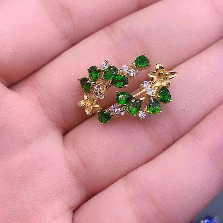 戒指银S925镶嵌透辉石