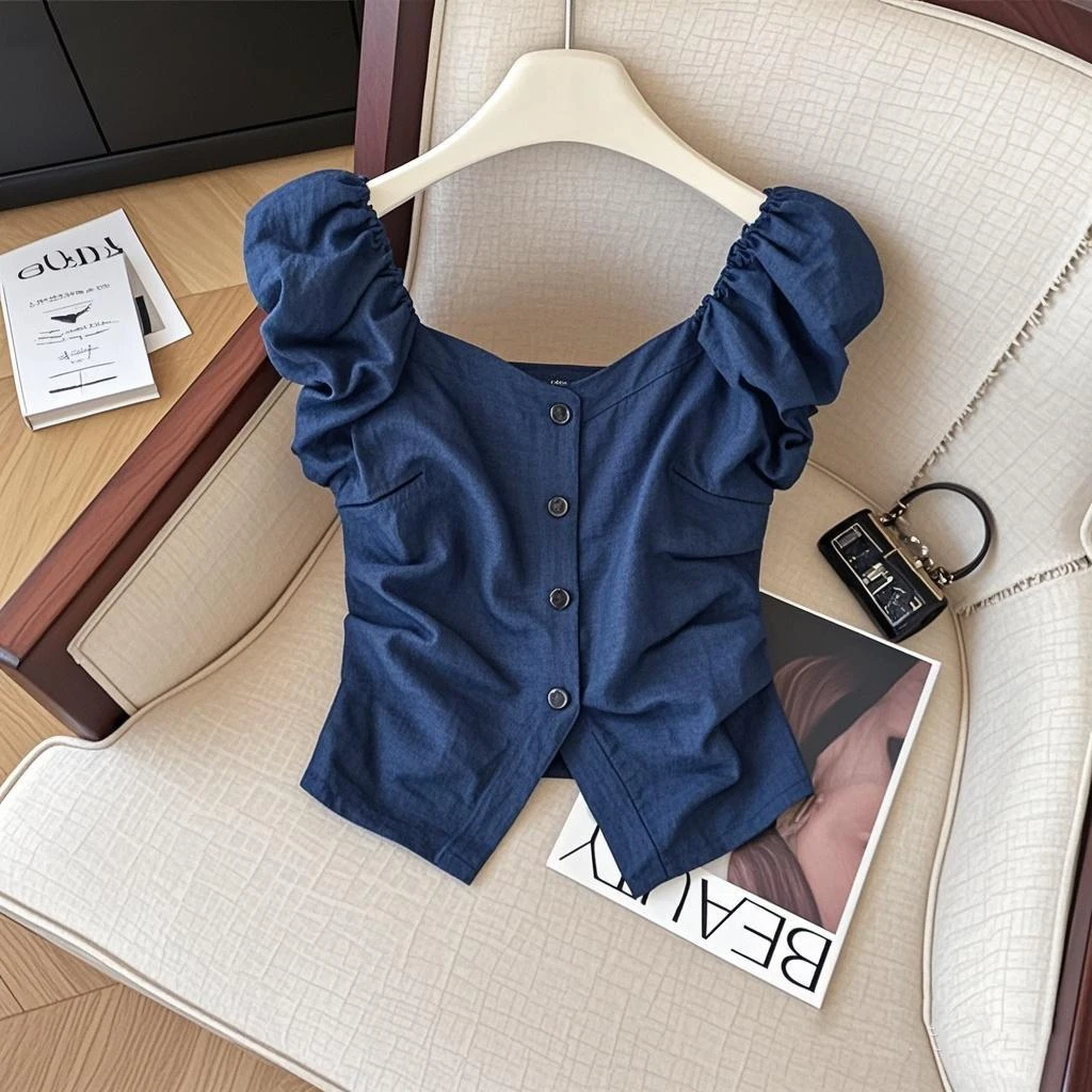 2025夏季新款欧货爆款洋气气质高级清冷感时尚百搭显瘦上衣T恤女