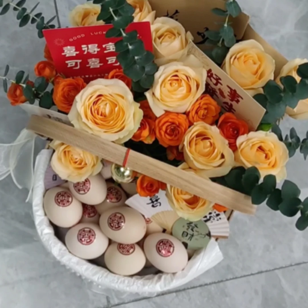 月子鸡蛋鲜花篮热销款