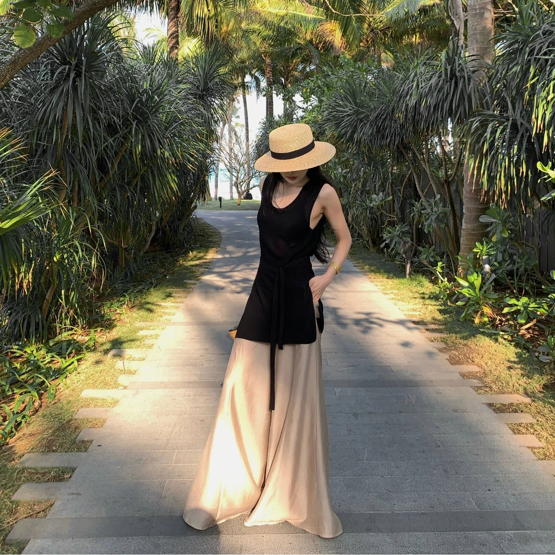 除于七“步履生风”高级感气质休闲裤设计感宽松垂感拖地裤