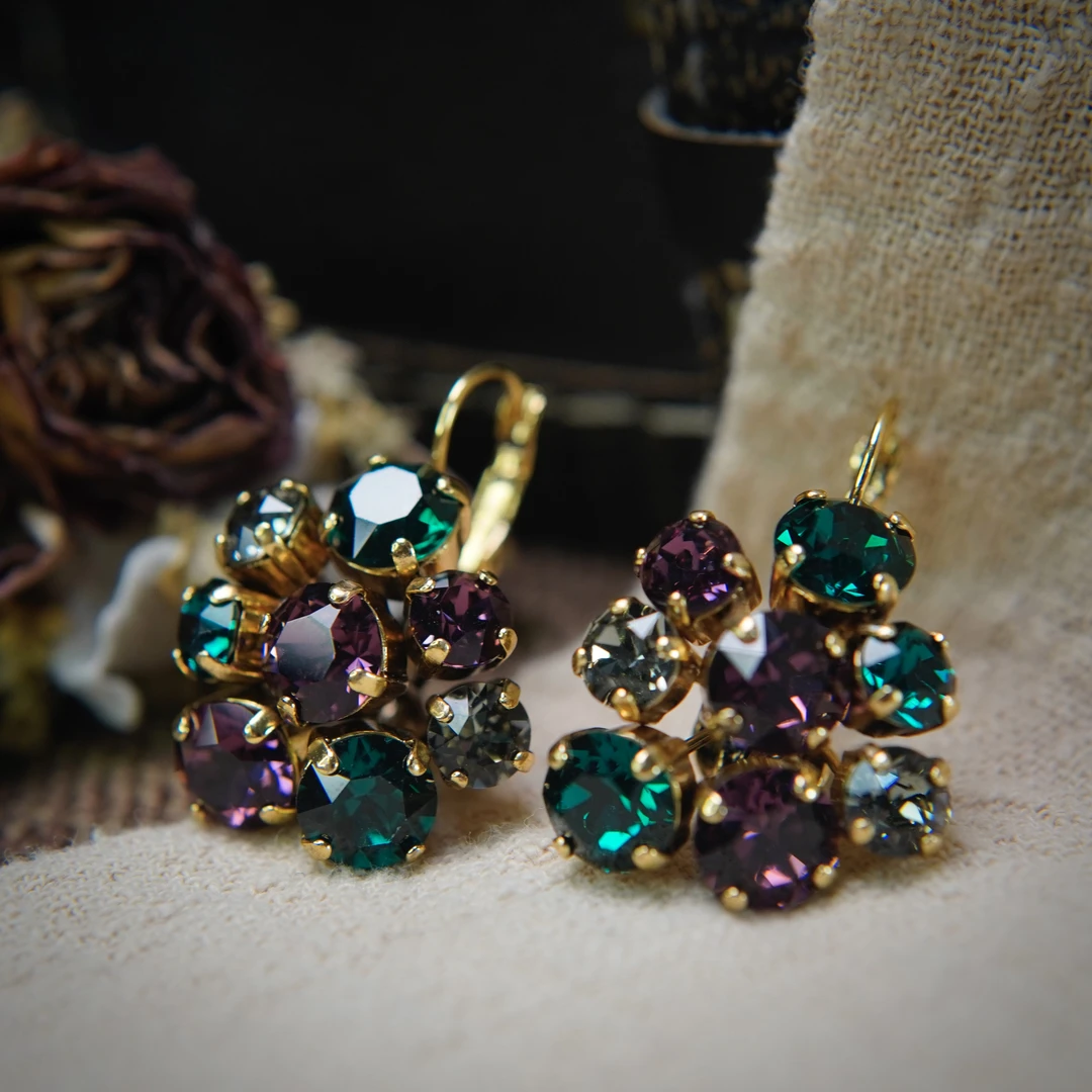 铜合金耳饰 翡冷翠耳钉 佛罗伦萨花型耳饰耳钩手作K18