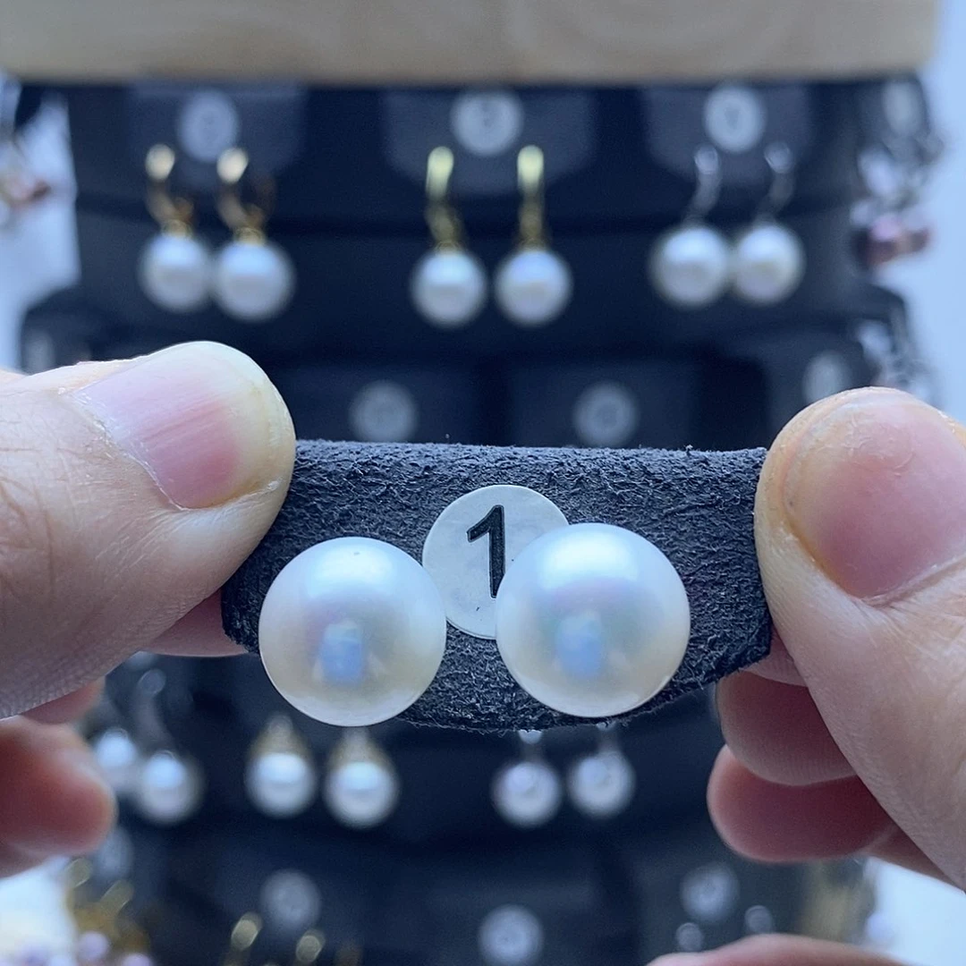 银S925镶嵌淡水珍珠耳饰