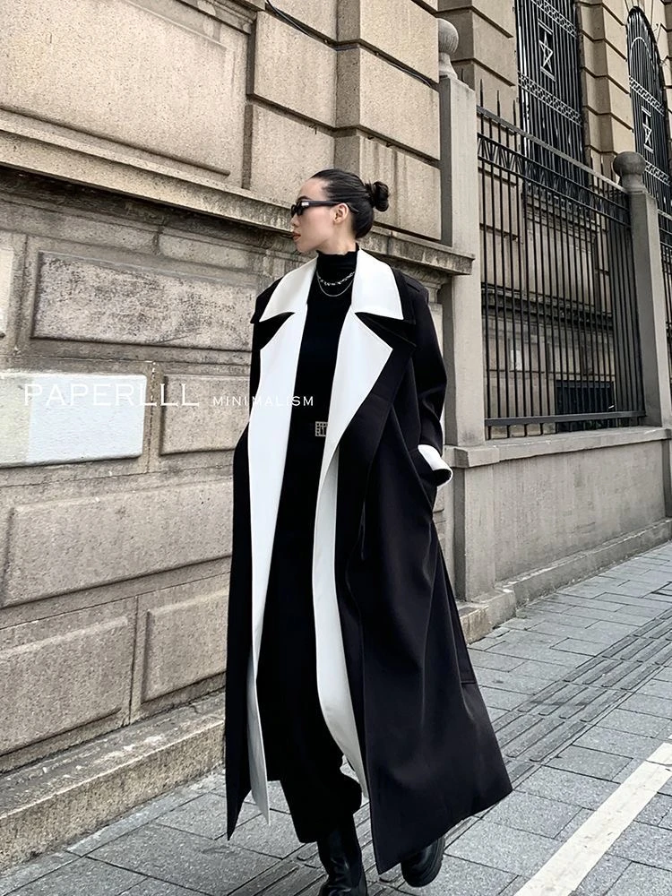 品质风衣外套女2025新款爆款洋气高个子长款加长撞色高档轻奢大衣