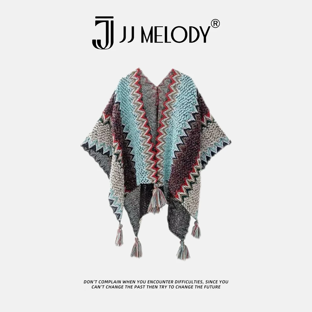 JJ Melody【亦非同款】民族风针织复古披肩 Y
