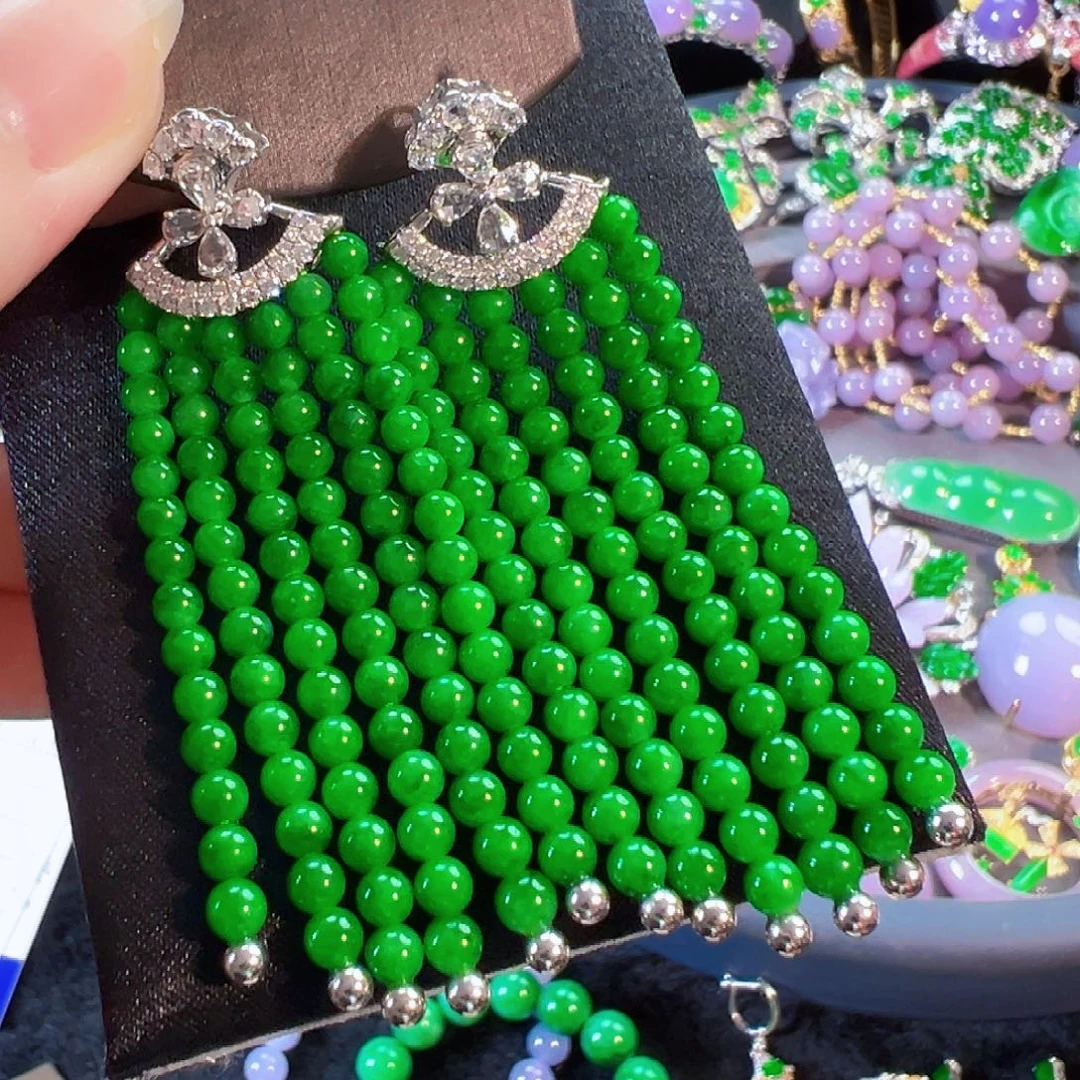 翡翠18K金镶嵌耳饰签收后24小时鉴赏期