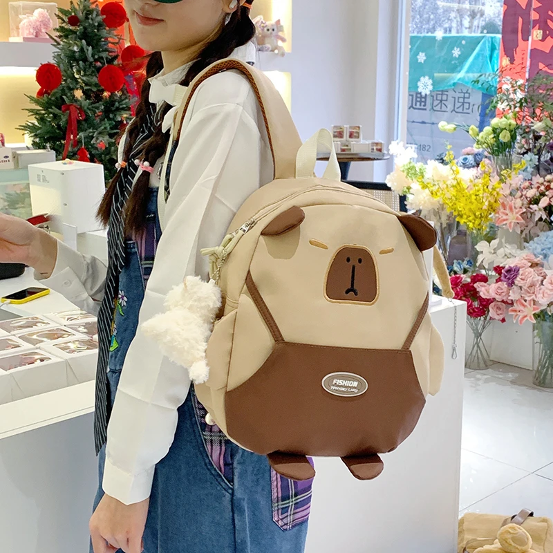 2025新款儿童卡通双肩包卡皮巴拉网红女背包时尚包包学生上课书包