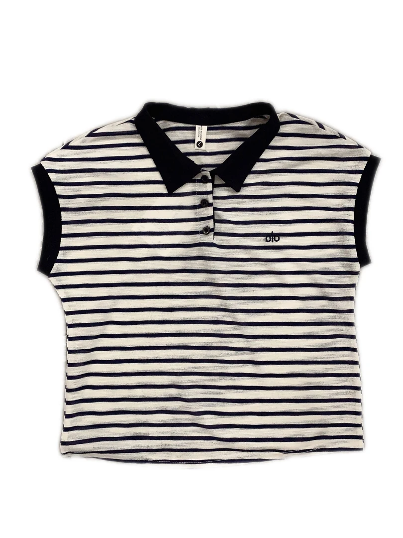 L90包肩袖条纹薄款短袖女夏季宽松显瘦圆领T恤衫