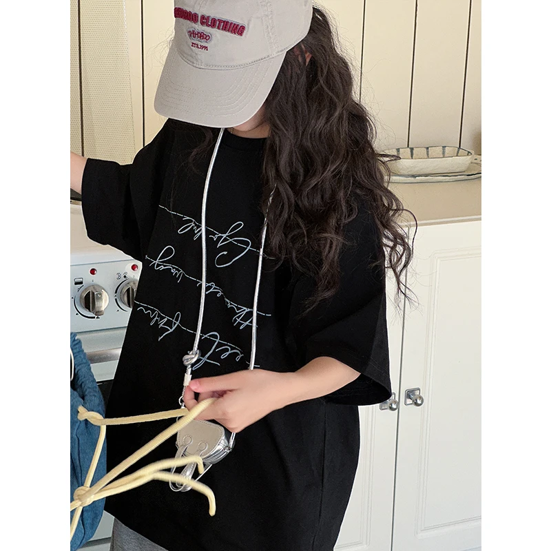 K28103美式女童短袖T恤春夏装2025新款大童上衣服儿童打底衫休闲t