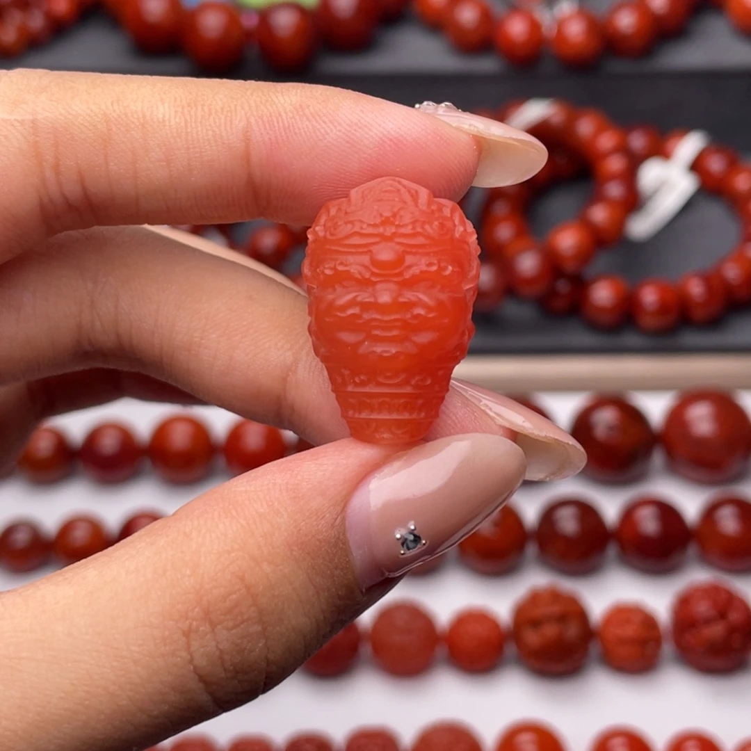 南红玛瑙未镶嵌手链Y16.5*17mm黄财神三通