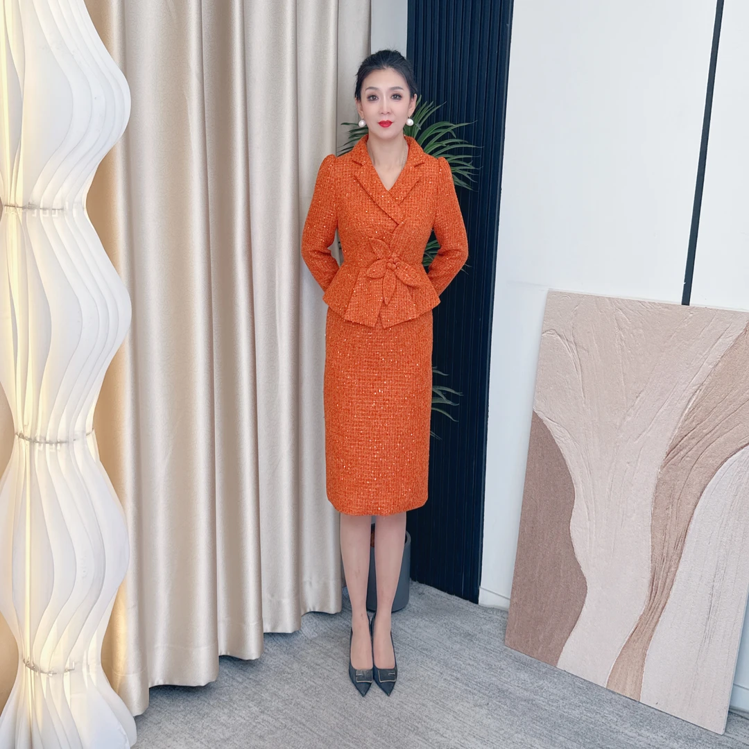 Q334女装假两件显瘦气质轻奢时尚百搭复古收腰名媛