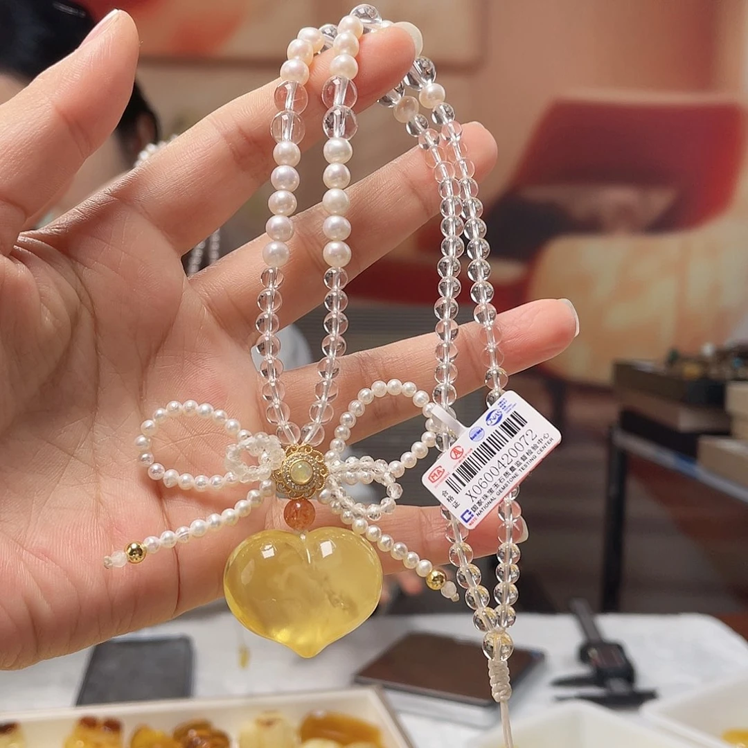 琥珀银S925镶嵌裸石吊坠