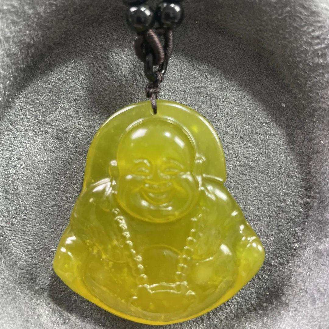 天然精美岫玉糖色大佛公吊坠