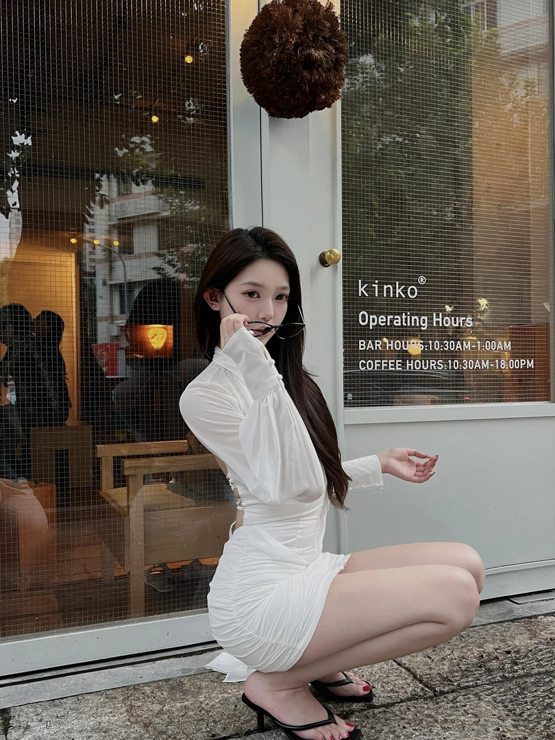 纯欲风气质辣妹性感镂空露背绑带衬衫连衣裙收腰显瘦飘带包臀短裙