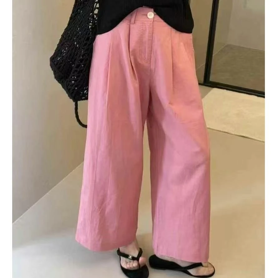 【墨臻精选】夏季新款时尚纯色百搭经典直筒裤休闲裤2582