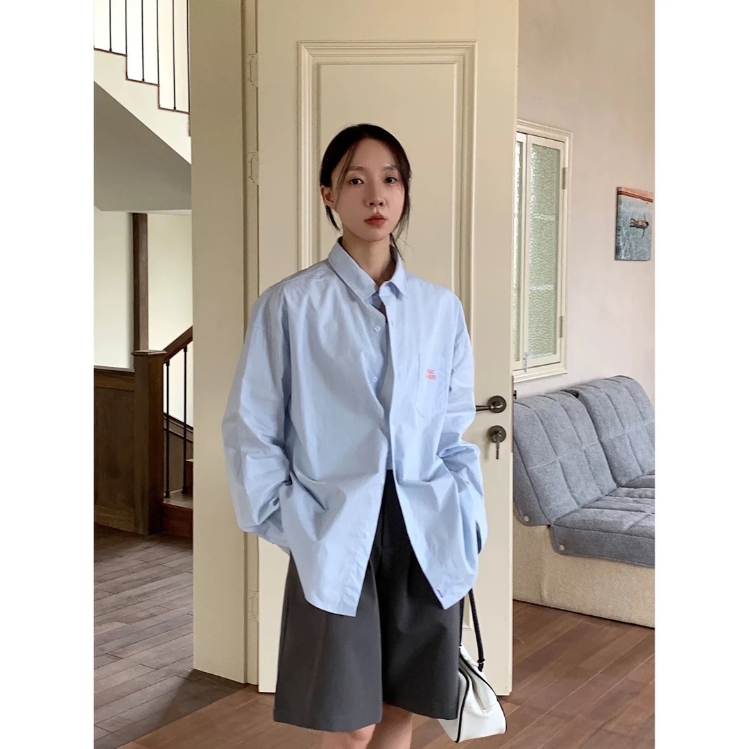 546 GZH3纯色衬衫外套韩系宽松衬衣休闲
