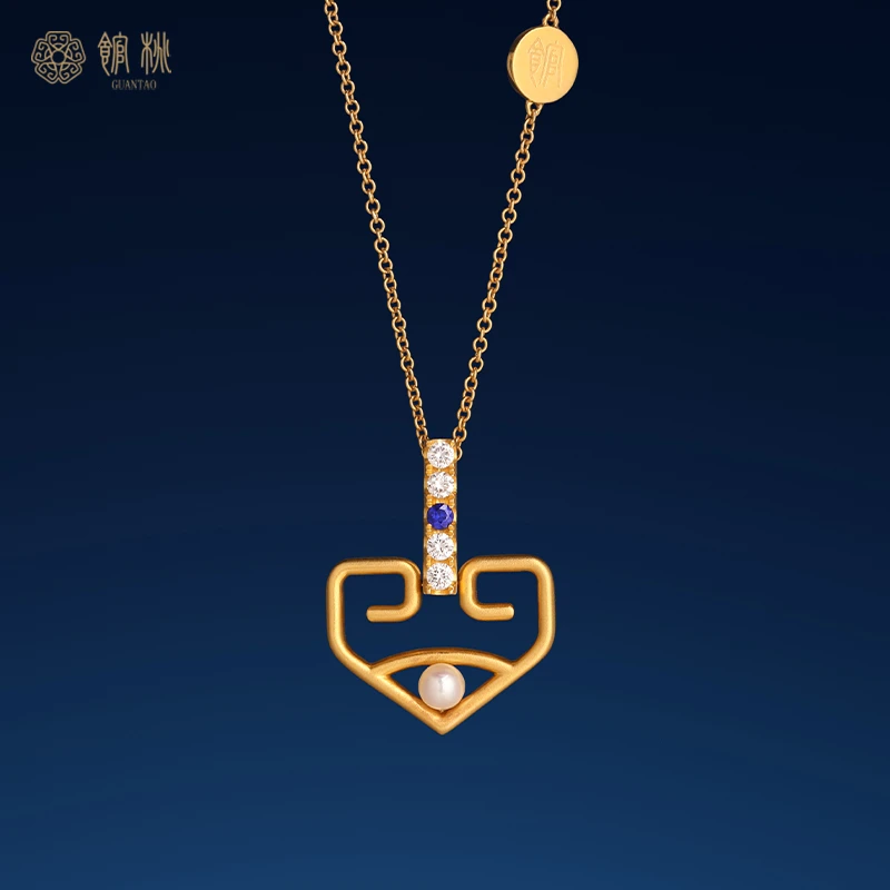 馆桃曲春雨同款 【回】18K金蓝宝石珍珠项链