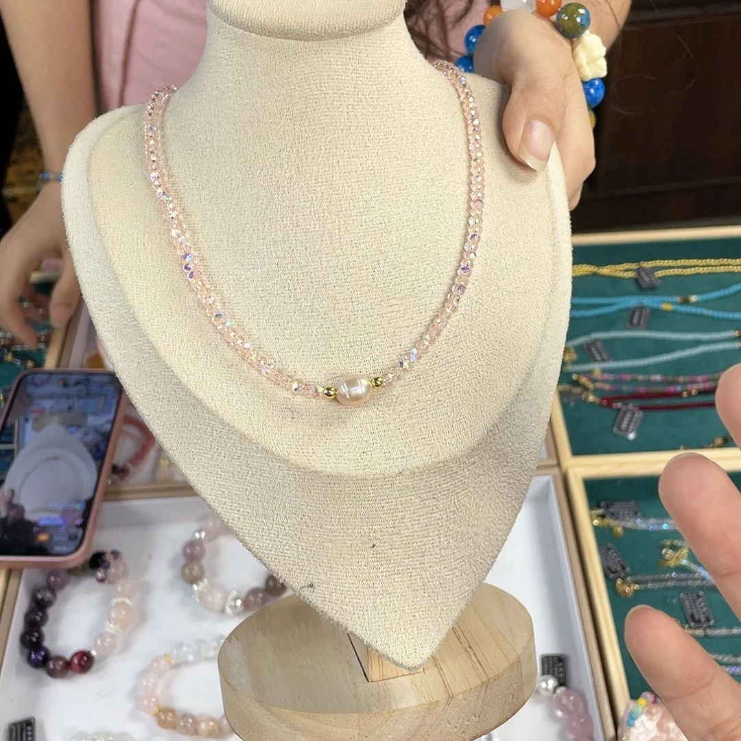 水晶手链银S925镀金镶嵌