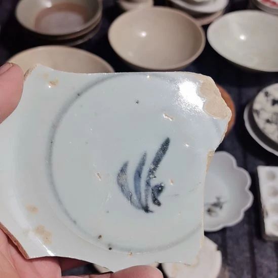 瓷片青花影青杯垫学习标本