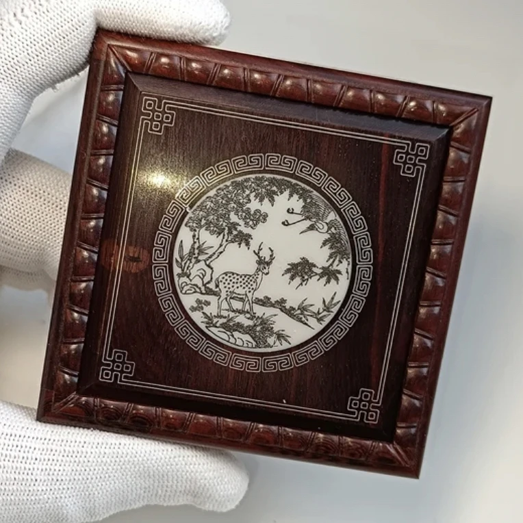 张圣林小叶紫檀嵌银丝嵌牛骨正方黄蛉盒  玲子盒 鸣虫 虫具 用品