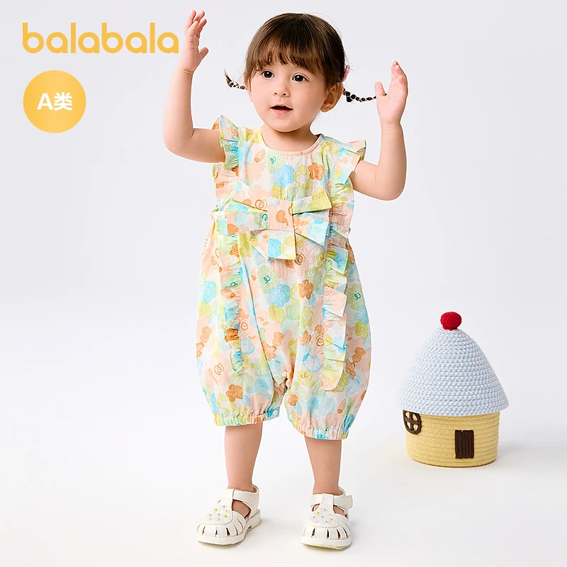 巴拉巴拉宝宝连体衣婴儿哈衣爬服女童新款夏装甜美洋气可爱萌